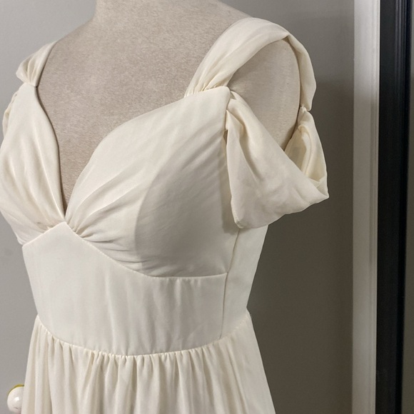 vintage wedding dress off the shoulder midi boho style - Picture 5 of 8